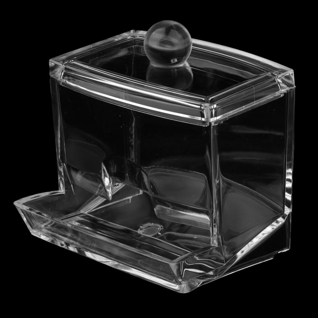 Clear Cotton Ball and Swab Holder Organizer Storage Box- Premium Quality Acrylic Round Container Makeup Pads Swab Holder Case