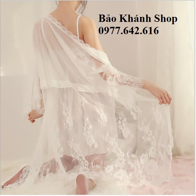 Bộ ngủ bao gồm váy - áo choàng sexy phối ren gợi cảm G66 (Bảo Khánh _ SEXY LADDY)