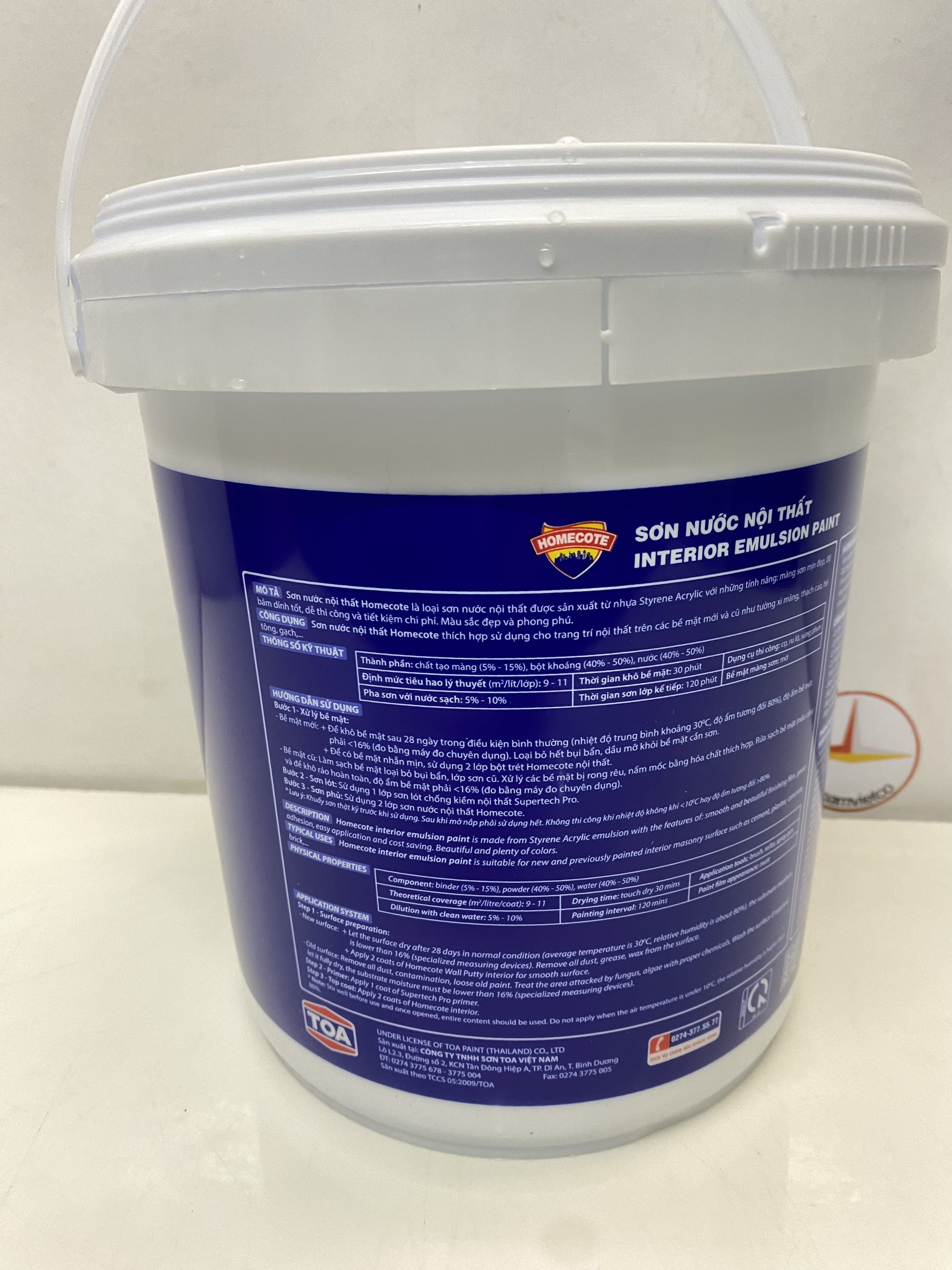 Sơn Nước Toa Homecote nội thất màu xám 8323_5L