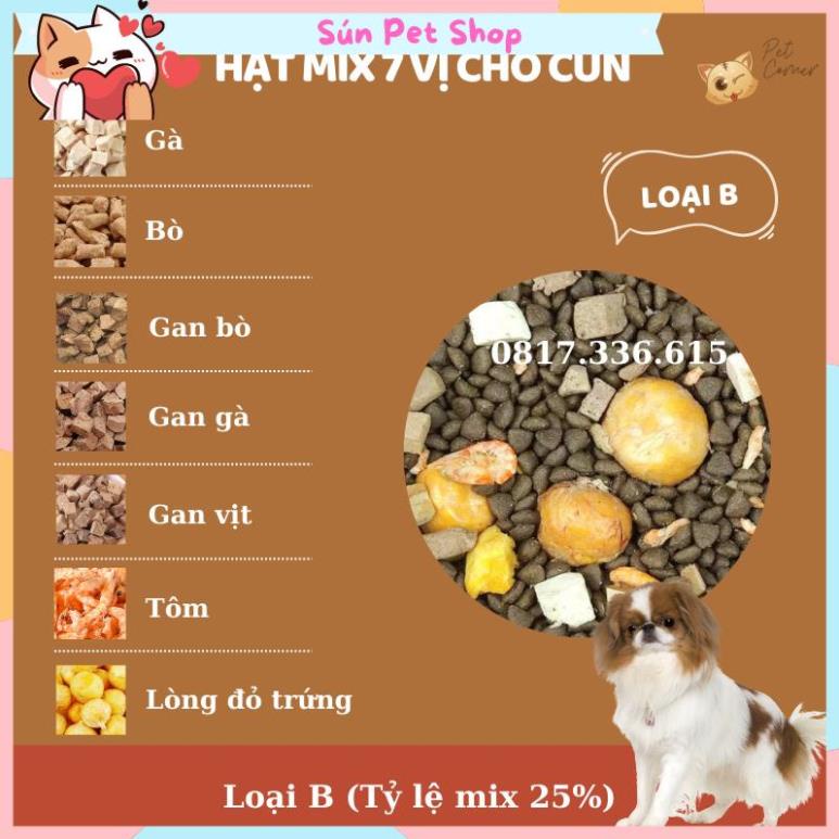 Hạt mix cao cấp cho cún trộn thịt bò, gà, tôm, cá, lòng đỏ trứng, rau củ quả - Thức ăn hạt cho chó kén ăn