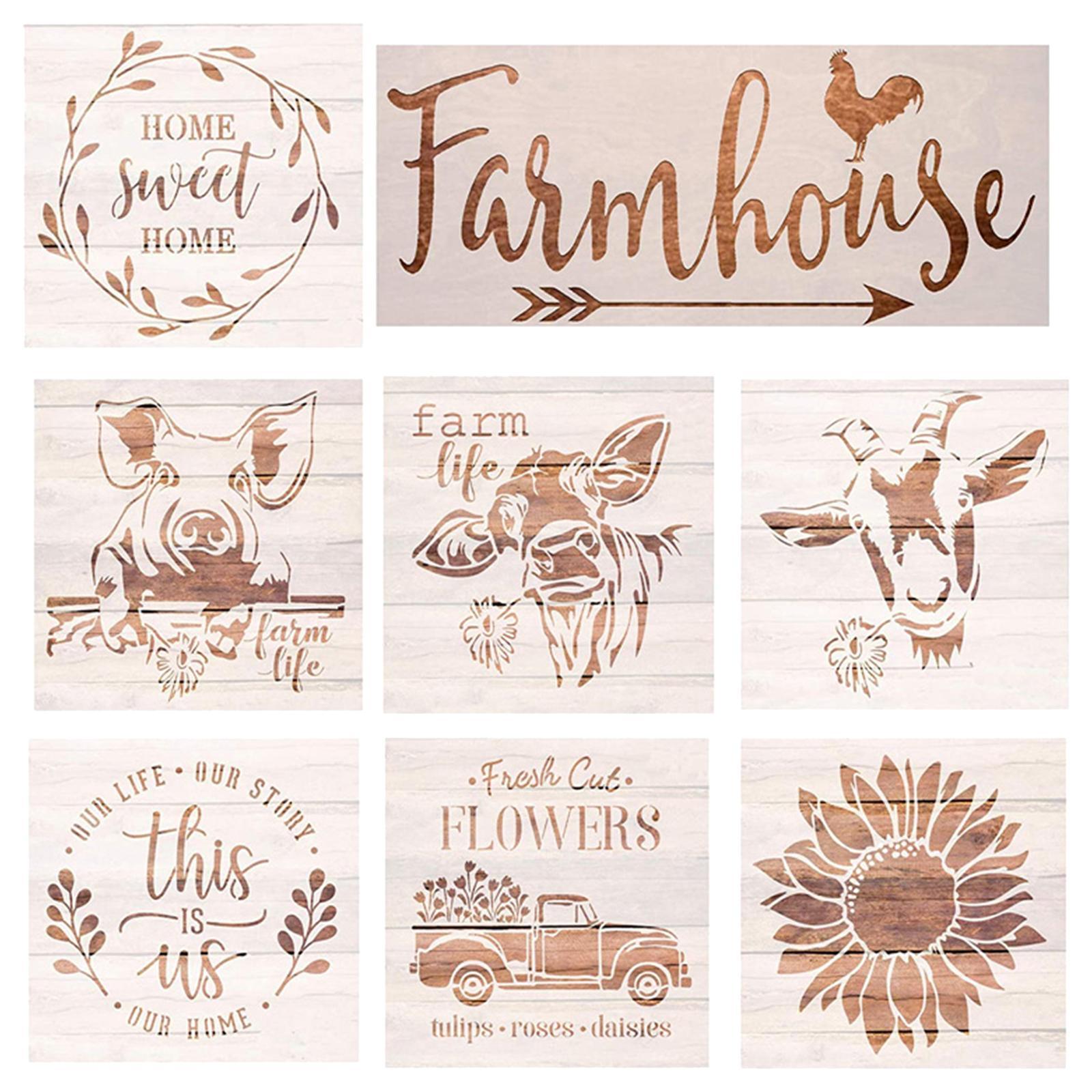 Farm Style Stencil Drawing Painting Templates for DIY Projects Birthday Party Decor