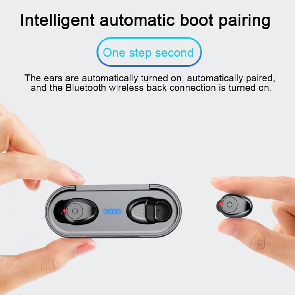 Tai Nghe Bluetooth TWS F9 Tai Nghe Nhét Hai Tai Bluetooth 5.0 True wireless Cảm Ứng Vân Tay, Nút Bấm Chống Nước Dock Sạc Dự Phòng - VÂN TAY