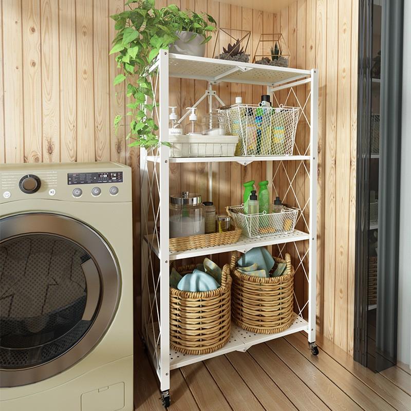 Kệ Sắt Đa Năng 4 Tầng BELLEVIE Kệ Để Đồ Nhà Bếp Gấp Gọn Có Bánh Xe Sơn Tĩnh Điện Cao Cấp
