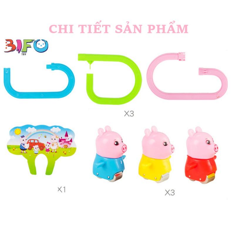 Đồ chơi, heo Peppa, tàu lượn leo cầu thang có đèn có nhạc cho bé