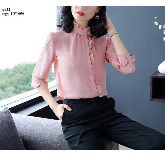 LV1959 ÁO SƠ MI NỮ LỤA NHÚN BÈO