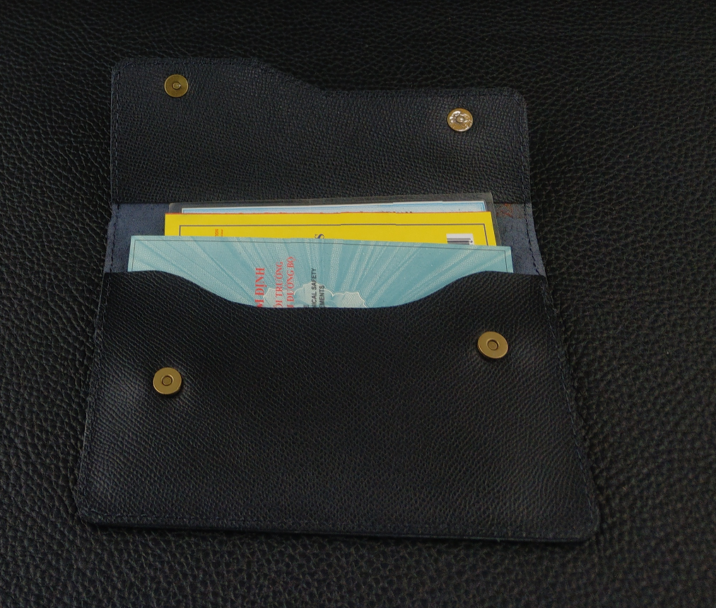 Ví Đựng Đăng Kiểm Ô Tô Da Bò Thật form ngang