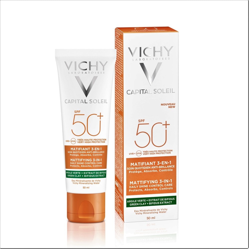 Kem Chống Nắng Vichy Capital Soleil SPF50+ UVB UVA Matterend 3In1 Chống Ô Nhiễm&Bụi Hàng Ngày 50ml