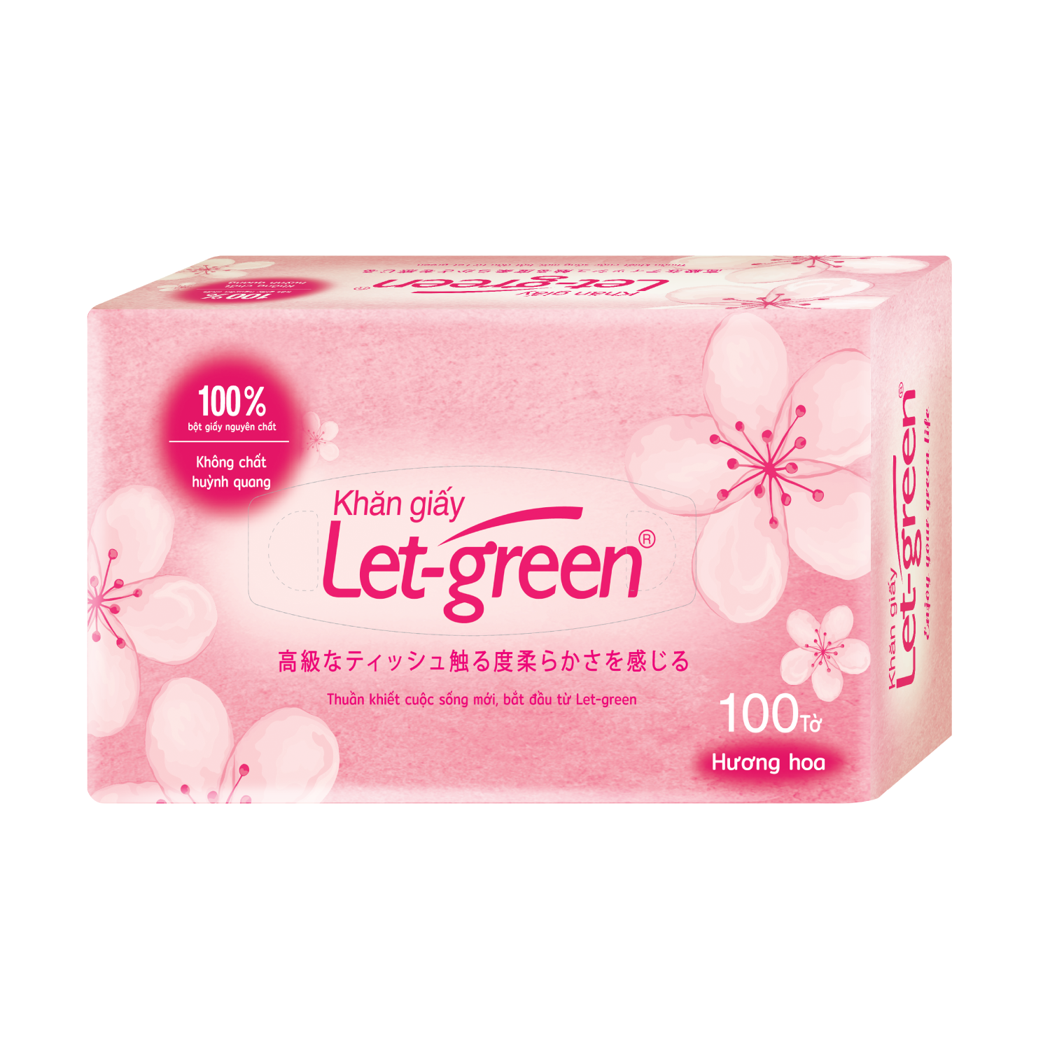 Combo 5 khăn giấy hộp Let-green 100 tờ  hương hoa (Màu ngẫu nhiên)