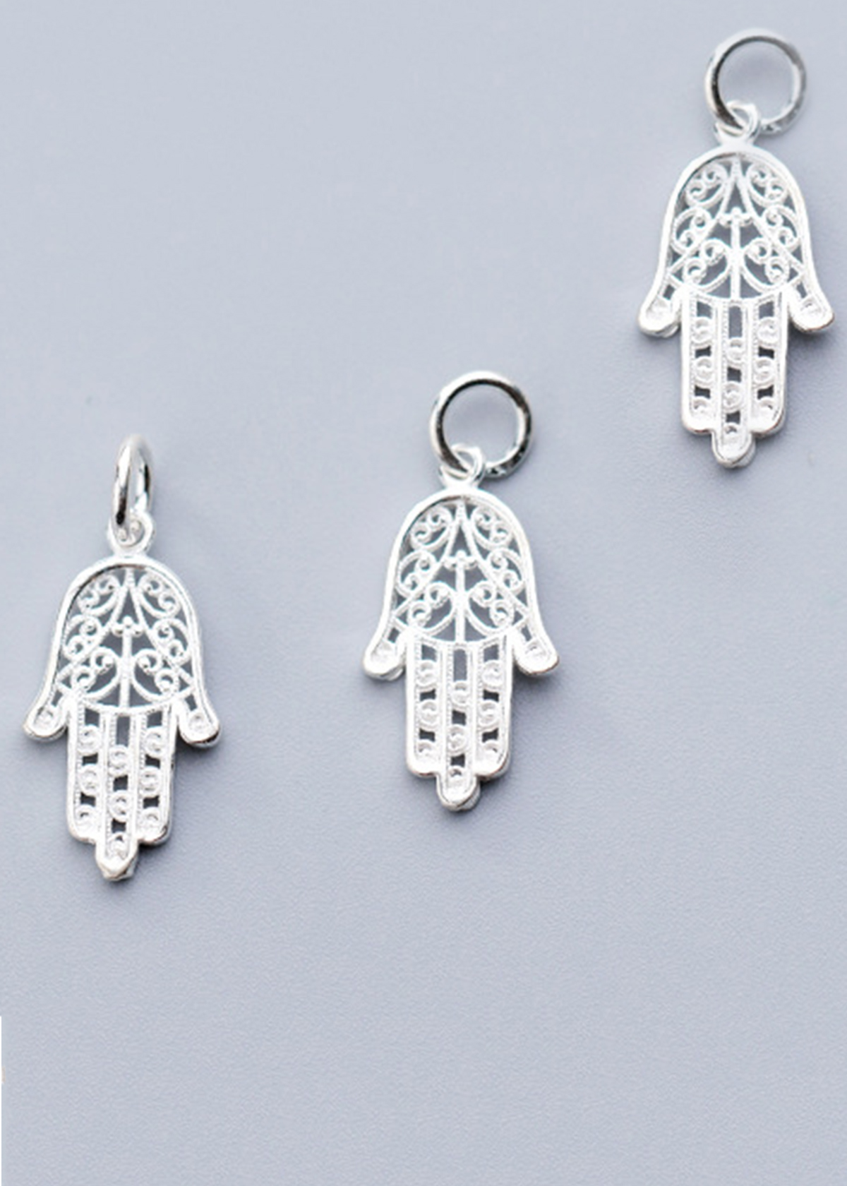 Combo 3 cái charm bạc hình bàn tay hamsa treo - Ngọc Quý Gemstones