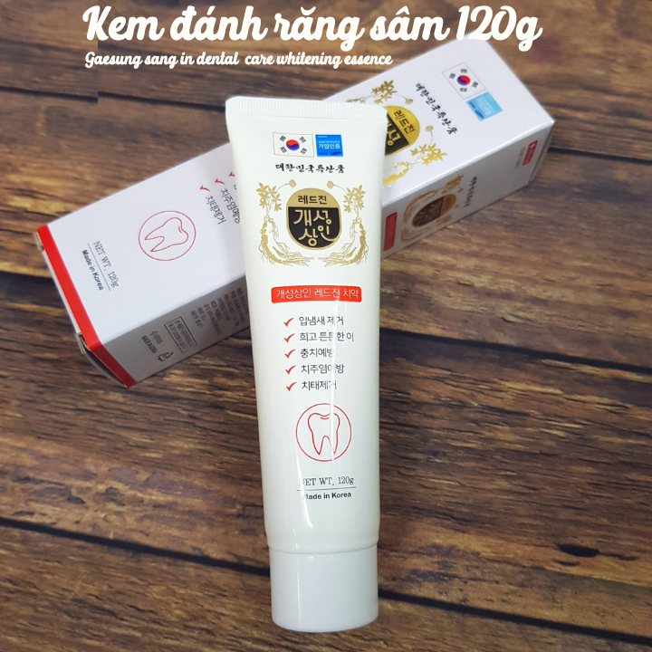 Kem đánh răng hồng sâm Hàn Quốc  Gaesung Sang In Dental Care Whitening Essence - làm trắng, bảo vệ men răng, khắc phục răng xỉn màu, ê buốt cho hơi thở thơm mát cả ngày