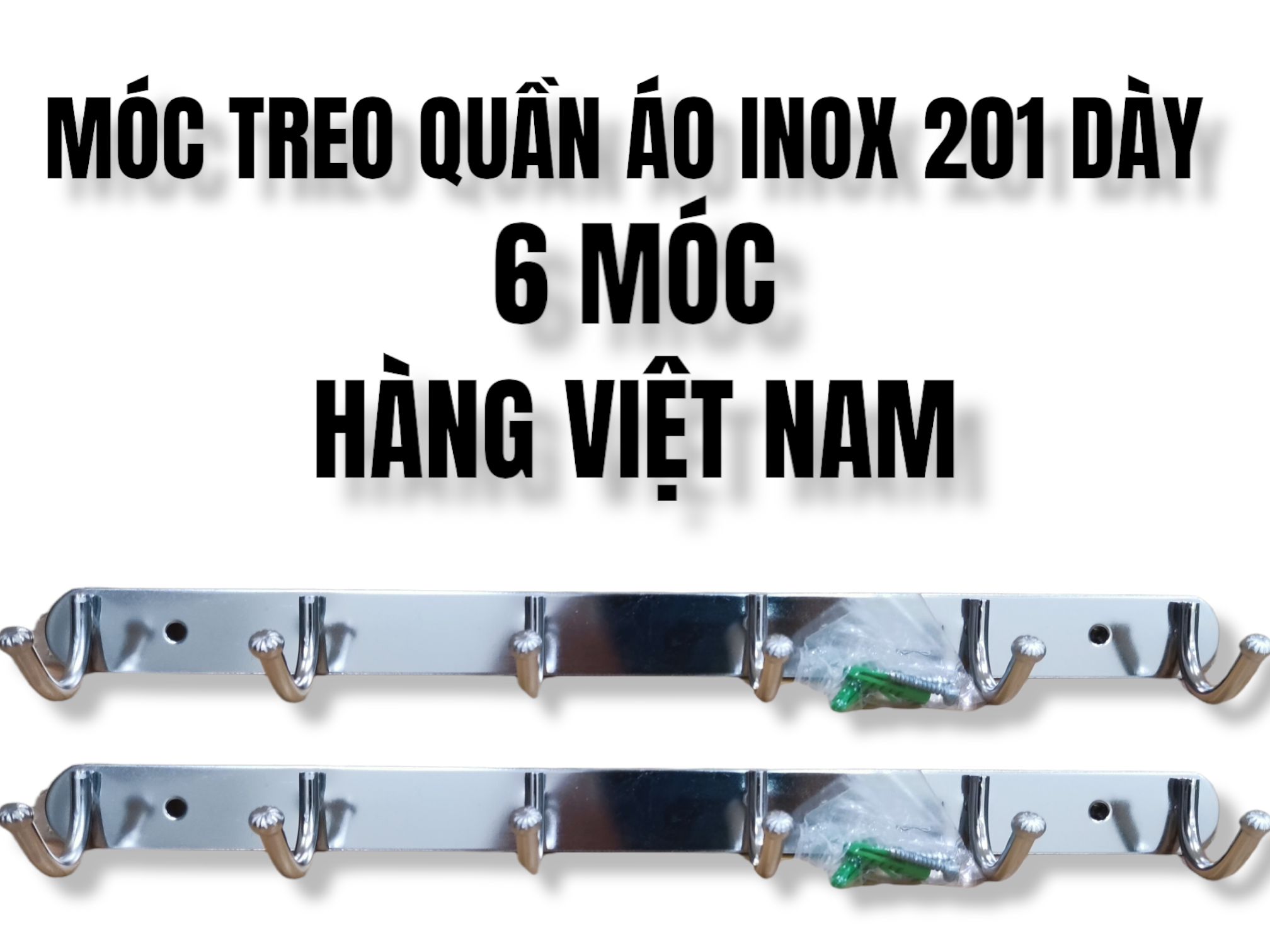 MÓC TREO QUẦN ÁO - INOX 201 DÀY - 5 MÓC - 6 MÓC - 8 MÓC