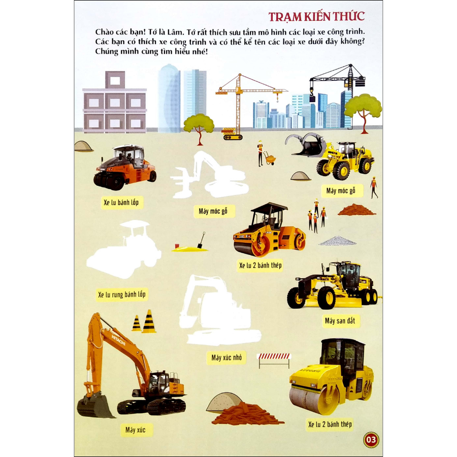 Bách Khoa Toàn Thư Về Các Loại Ô Tô - 1000 Miếng Dán Hình Thông Minh - Xe Công Trình