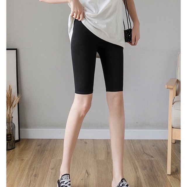 Quần legging ngố nâng mông co dãn 4 chiều, quần legging lửng đùi thái cạp chun siêu mịn NL108