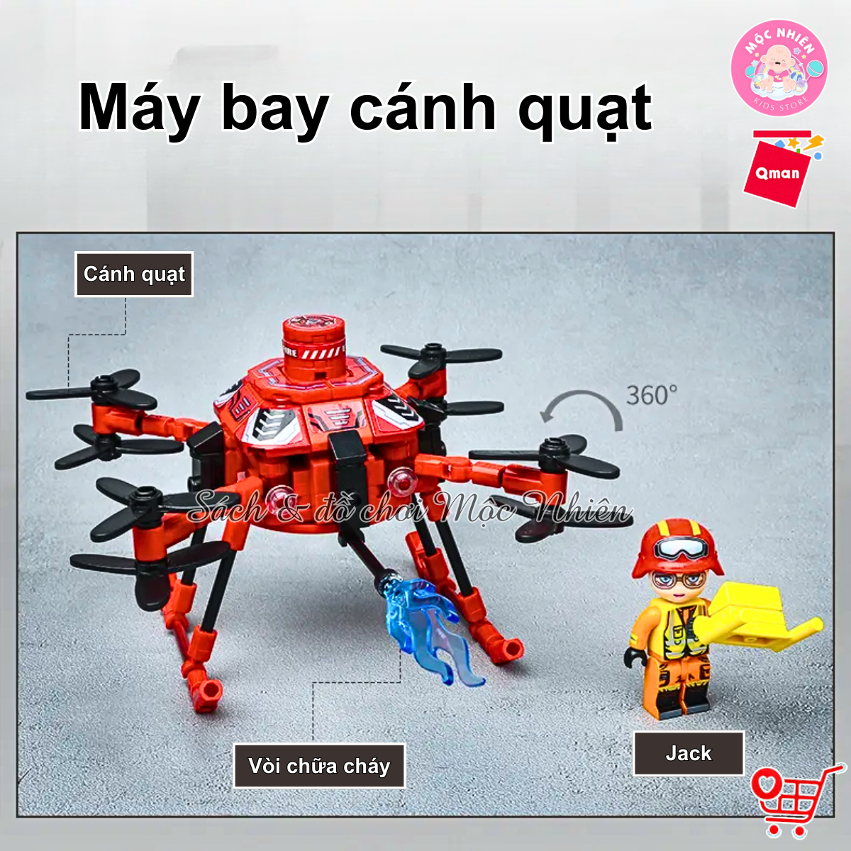 Đồ chơi lắp ráp, xếp hình Qman 12021 - Đội cứu hỏa cơ động (579 mảnh ghép) dành cho bé từ 6 tuổi