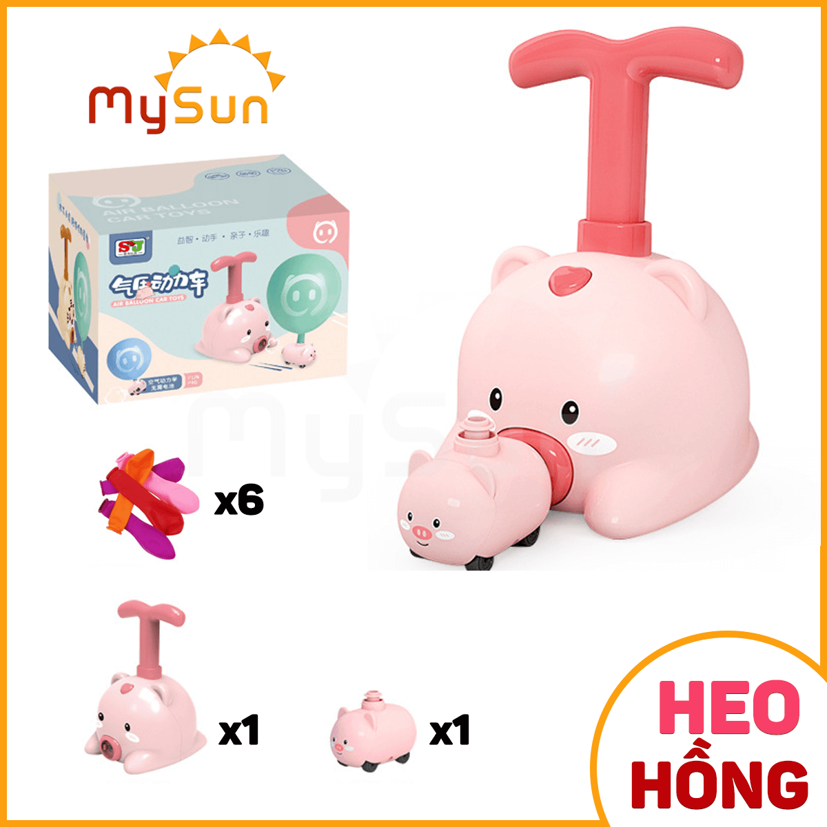 Đồ chơi bơm thổi bong bóng bay mini bằng tay phóng xe ô tô cho bé giải trí MySun