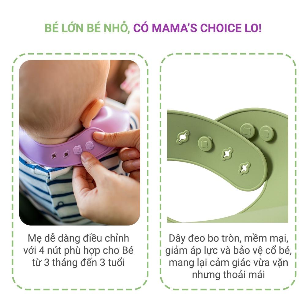 Yếm Ăn Dặm Silicone Mama's Choice Cao Cấp, Thiết Kế Đặc Biệt với Máng Chắn Thức Ăn và Nấc Điều Chỉnh Phù Hợp Với Bé