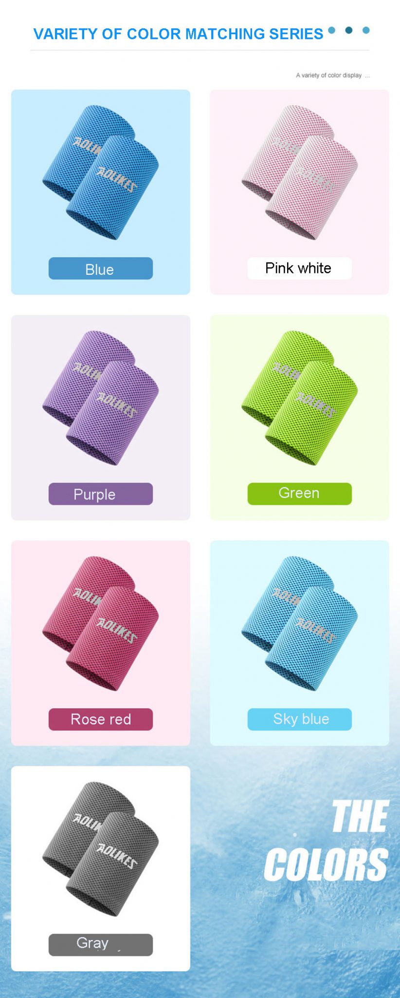 Băng đeo cổ tay thể thao AOLIKES A-7931 mềm mại mát mẻ Cool sports wristband