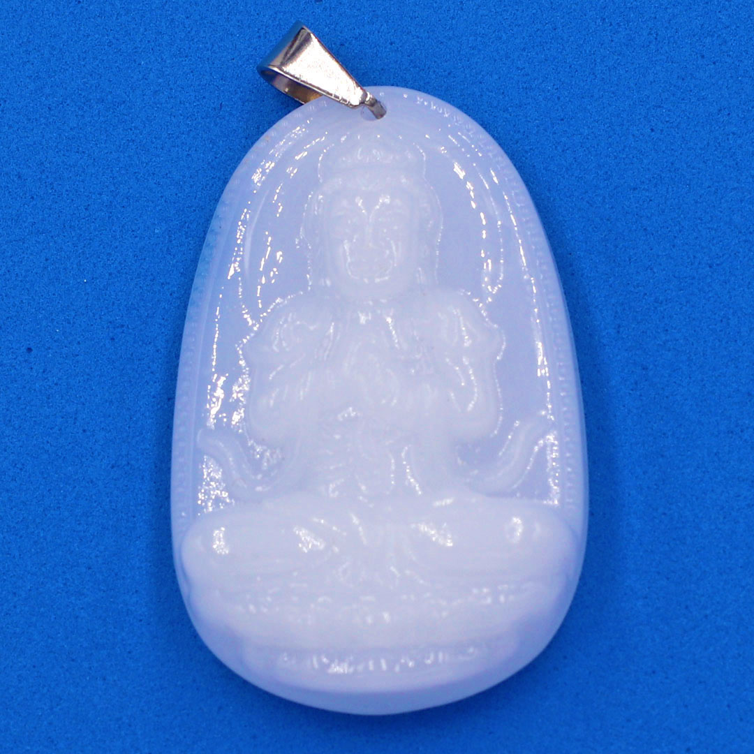 Mặt dây chuyền phật Như Lai Đại Nhật thạch anh trắng 5cm - phật bản mệnh tuổi Mùi, Thân