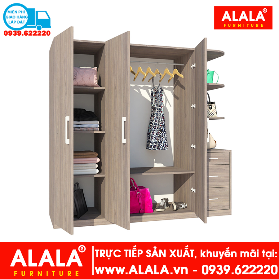 Tủ quần áo ALALA229 gỗ HMR chống nước - www.ALALA.vn - 0939.622220