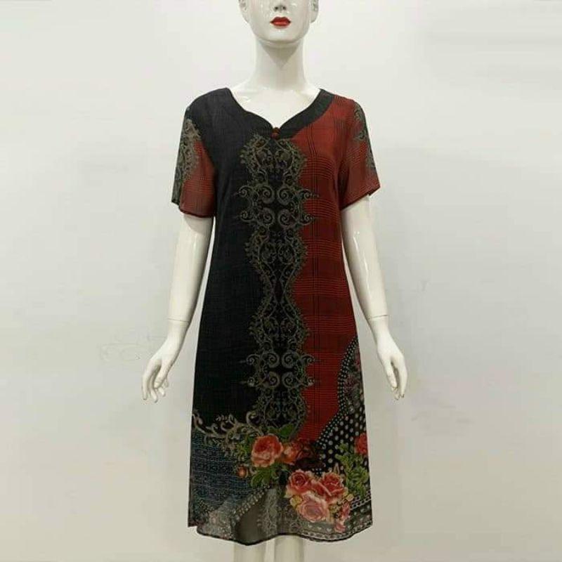 ĐẦM SUÔNG IN HỌA TIẾT HOA HỒNG