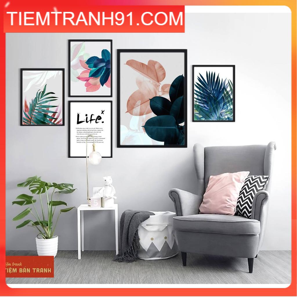 Tranh treo tường - Bộ 5 tranh canvas Bắc Âu hiện đại 24 , tranh canvas giá rẻ