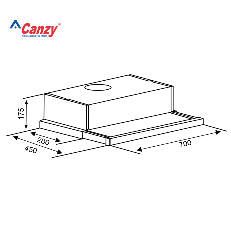 Máy hút khói khử mùi bếp âm tủ 7 tấc Canzy CZ-C517B- Hàng chính hãng