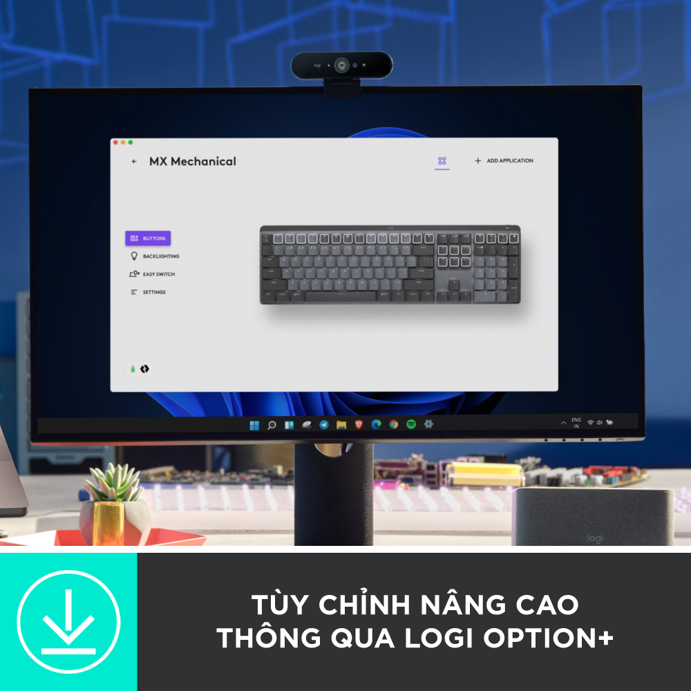 Bàn phím cơ văn phòng Logitech MX Mechanical FullSize Wireless/Bluetooth - Hàng Chính Hãng