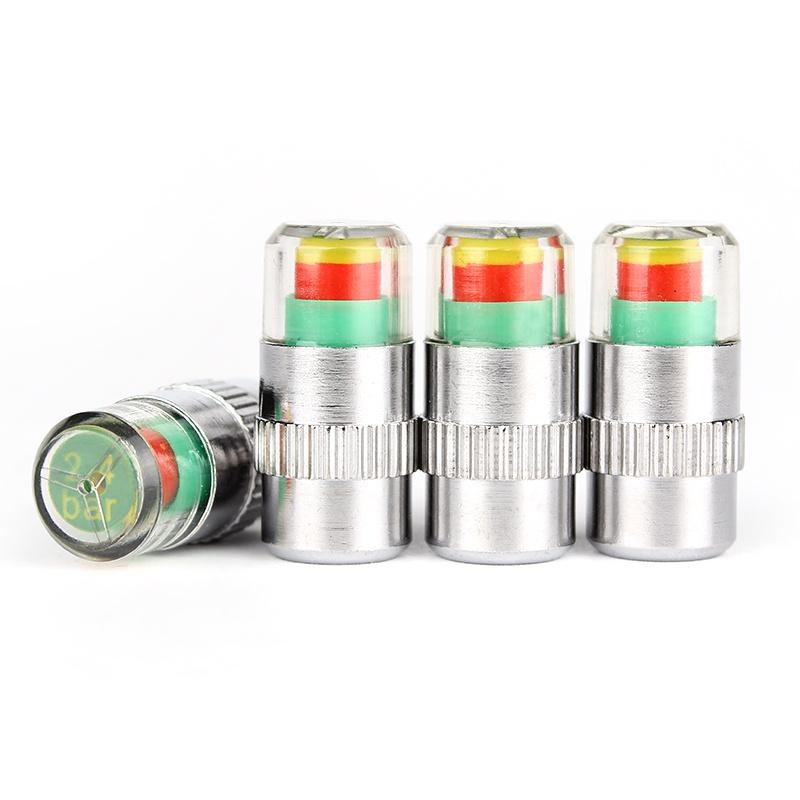 Set 4 nắp van lốp xe chỉ báo áp suất 3 màu sắc 2.4bar 36PSI chất lượng cao