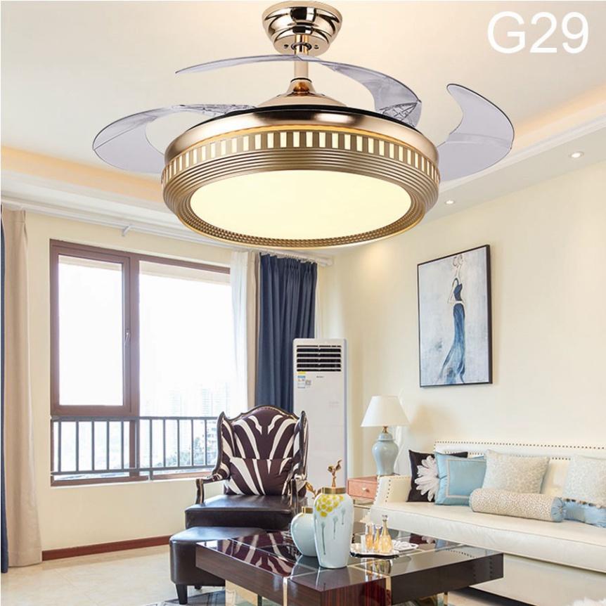 Quạt trần đèn dấu cánh, quạt có đèn tô điểm _cánh cụp cánh xòe 3 cách thức sáng có điều khiển