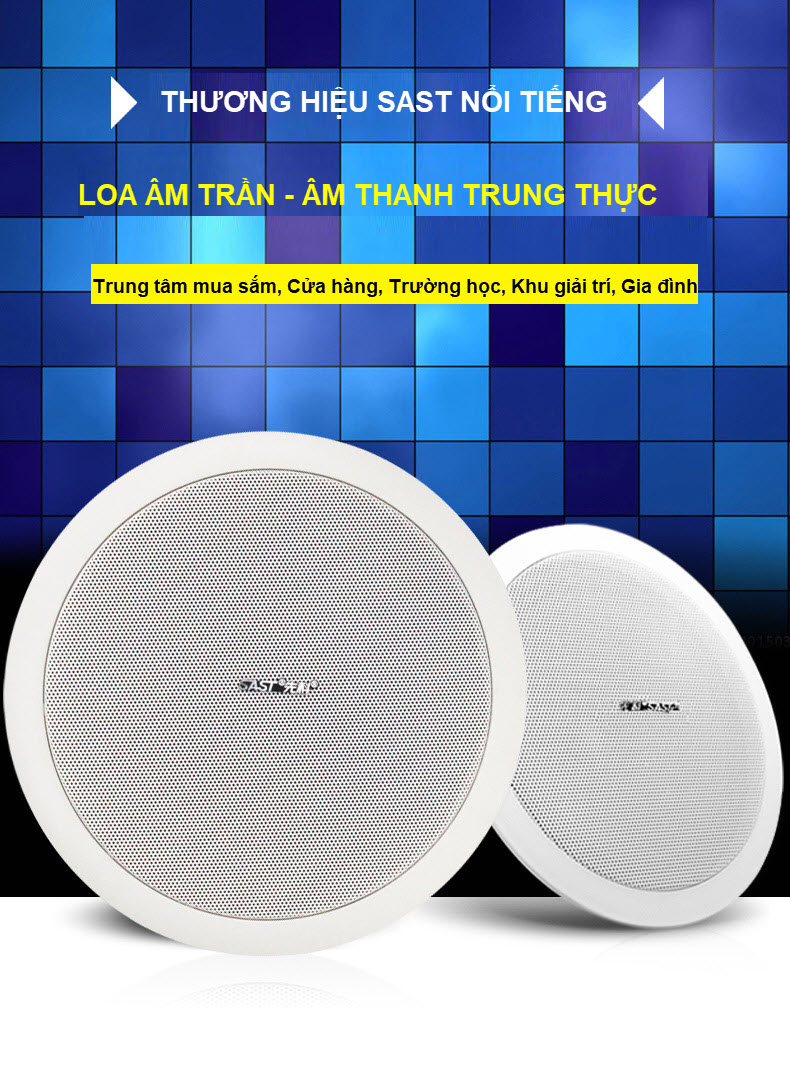 Bộ 02 Loa Âm Trần SAST Công Suất 6W Kích Thước 5 inch Mặt Tròn Lưới Mịn PD - Hàng Nhập Khẩu