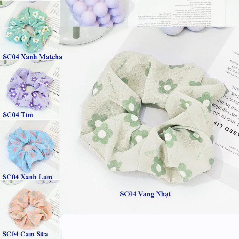 Dây chun buộc tóc vải scrunchies họa tiết hoa phong cách Nhật Hàn cực đẹp SC04