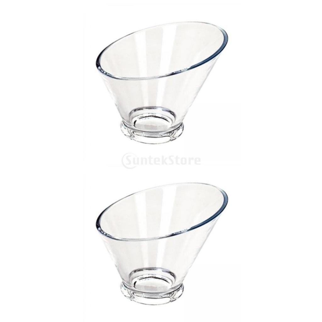 2Pcs Clear Acrylic Salad Bowl Angled Light Weight for Appetizer Family Party