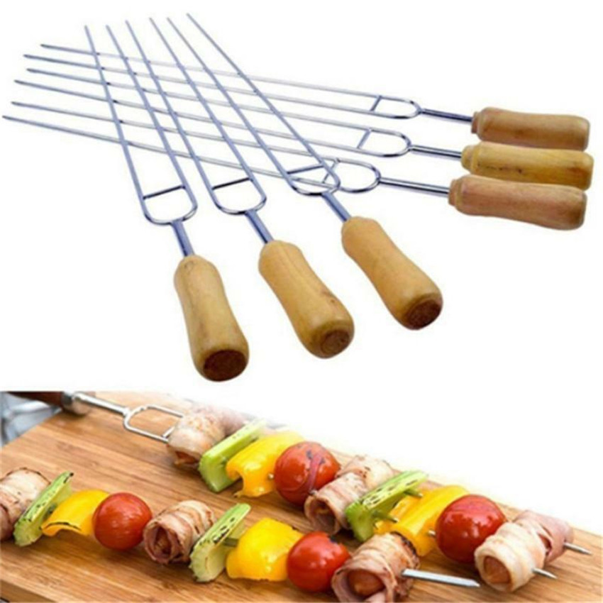 Bộ xiên nướng inox BBQ cao cấp 6 món chữ U không gỉ an toàn sử dụng