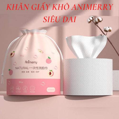 Khăn giấy ANIMERRY SIÊU DAI dùng 1 lần, tẩy trang lau khô, ướt, siêu mềm, dai, mịn