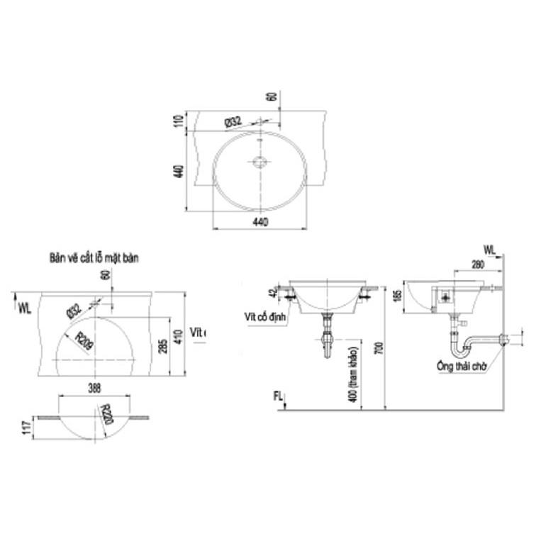 Chậu rửa mặt lavabo Inax L-333V .Men chống bám bẩn, kháng khuẩn ,dễ lau chùi- Vật liệu xây dựng Big H