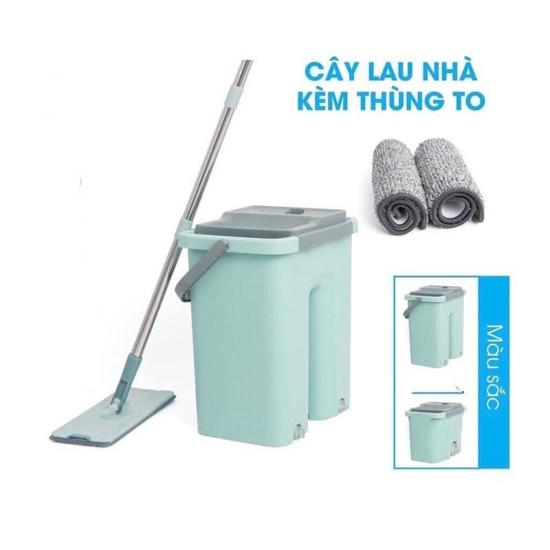 Bộ cây lau nhà chổi lau nhà tự vắt 360 độ chính hãng cao cấp tặng kèm 2 bông lau