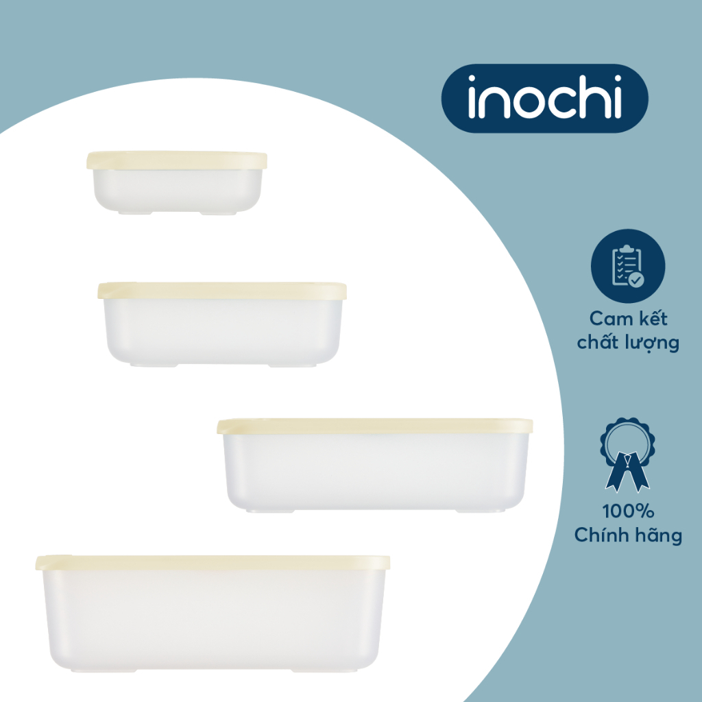 Hộp Đựng Thực Phẩm Trữ Đông Chữ Nhật Nhiều Cỡ Nắp Có Thiết Kế Đồng Hồ Ghi Nhớ Thời Gian Lưu Trữ  ( Tặng kèm khăn lau đa năng pakasa ) - Hàng Chính Hãng INOCHI ( Giao màu ngẫu nhiên)