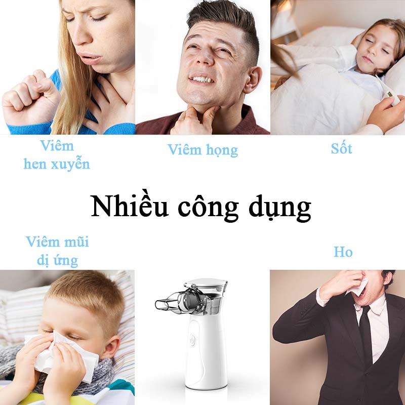 Máy Khí Dung Xông Mũi Họng Đa Năng 2 Trong 1 Nebulizer Cho Bé Và Người Lớn Máy Thở Khí Dung Nhỏ Gọn Công Nghệ Mới Hạt Sương Siêu Nhỏ Giúp Thẩm Thấu CaoTrị Viêm Phổi Viêm Phế Quản Viêm Xoang Tặng 2 Mặt Nạ Và 1 Đầu Ngậm