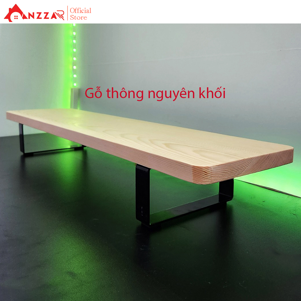 Kệ gỗ tự nhiên kê màn hình máy tính màu sơn phủ bóng mờ, chân kim loại, Kệ gỗ kê màn hình Anzzar-05