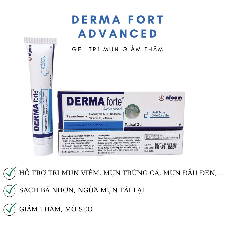 Gel Hỗ Trợ Giảm Mụn, Thâm Sẹo Và Dưỡng Da Gamma Derma Forte Gel 15g - Bản Advance