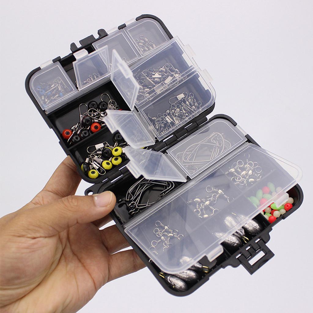 160pcs Fishing Accessories Kit Hooks Sinker Swivels Snaps Fishing Box