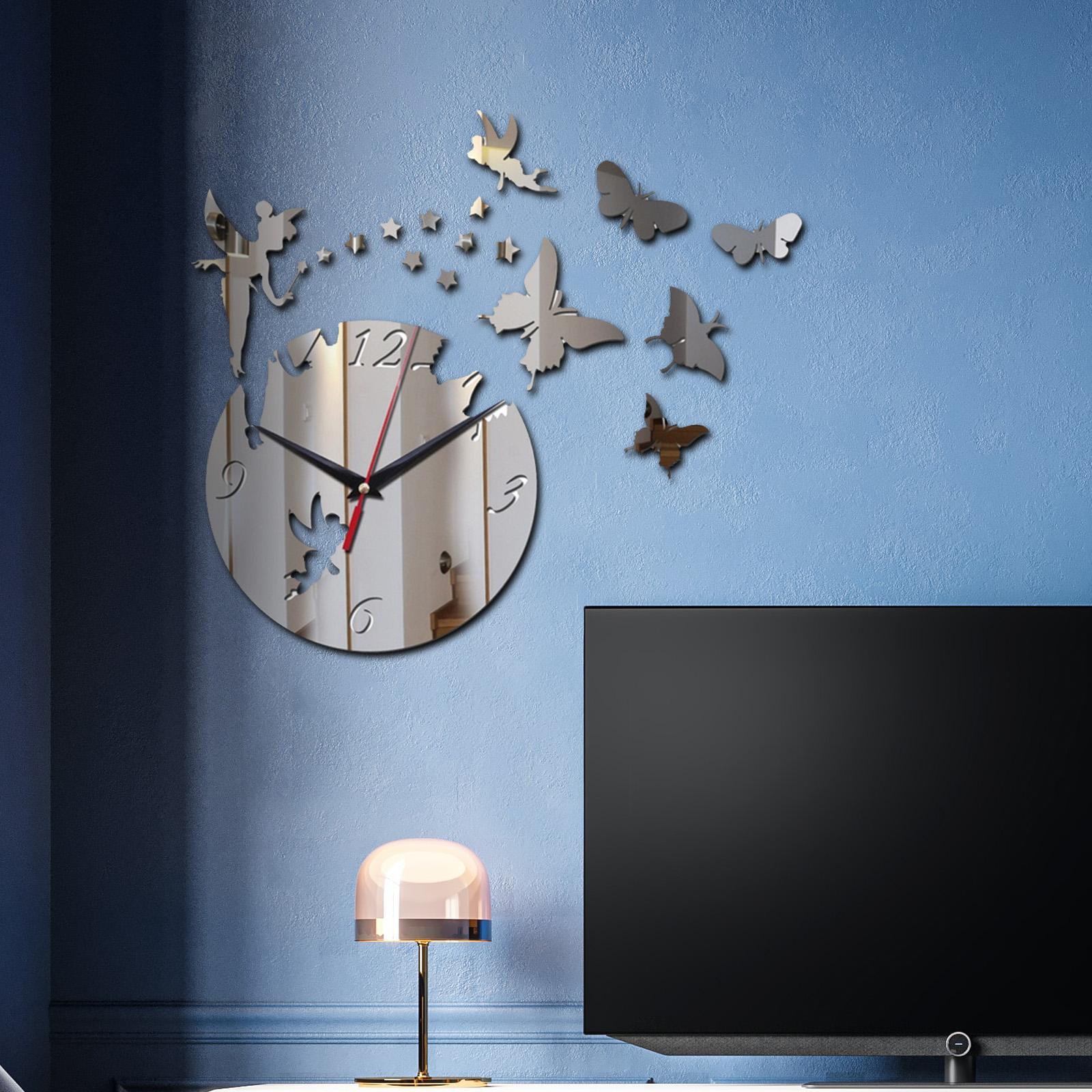 Wall Clock Stickers DIY Acrylic 3D Butterfly Wall Clock Mirror Mute Large Wall Clock Modern Design for Home Decoration