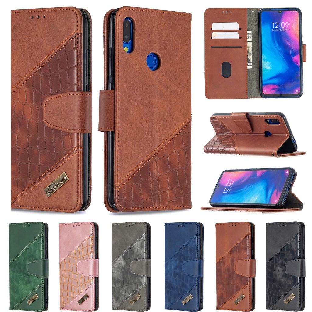 Bao da điện thoại vân cá sấu có nắp lật từ tính dạng ví cho Xiaomi Redmi 9/8 /8A /7/7A /Note 7 /Note 7 Pro /Note 7S