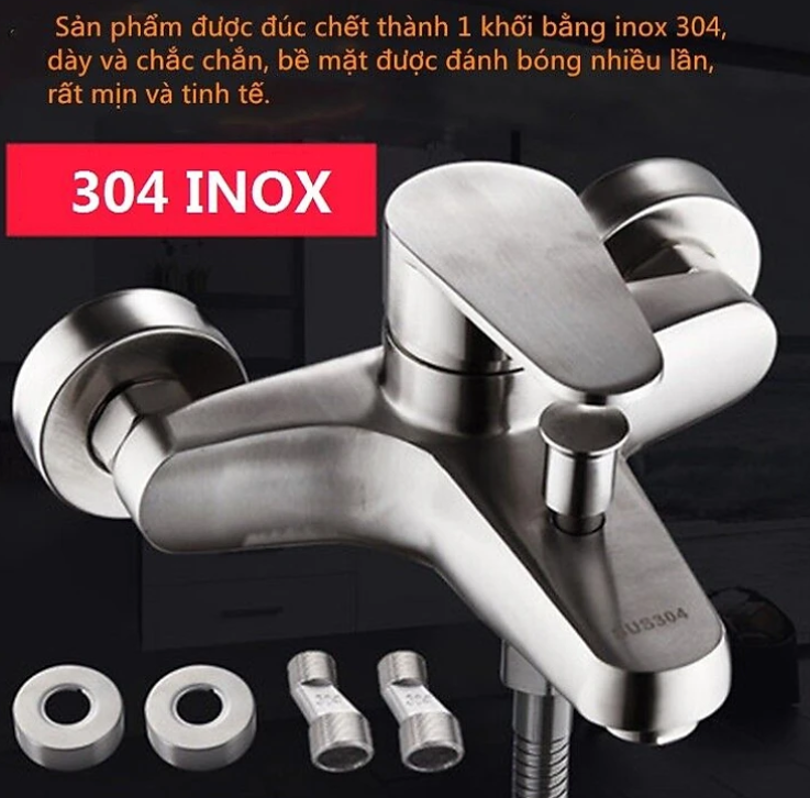 Củ Sen Nóng Lạnh Inox 304 Cao Cấp Gồm ( Củ Sen Tắm, Vòi Sen Inox, Giá Đỡ Vòi Sen Inox, Dây Sen Inox)- Hàng Chính Hãng