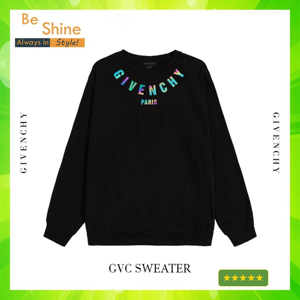 Áo Sweater Phản Quang 7 màu GC.T In Chữ Given chy Áo Nỉ Nam Nữ Dài tay Unisex in hiệu ứng Hologram