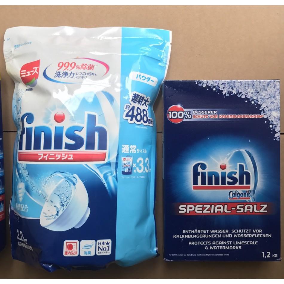 Combo Bột rửa bát Finish 2.2kg + Muối Finish 1.2kg