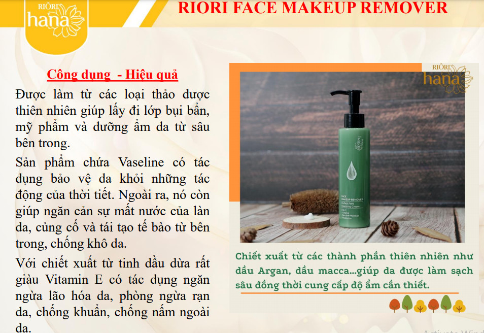 Tẩy Trang Mặt Dạng Kem RIORI FACE MAKEUP REMOVER 150ml