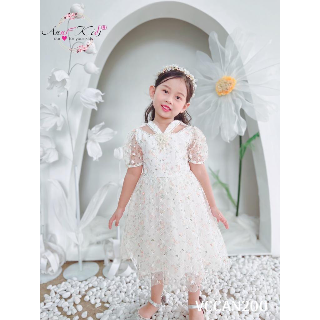 Đầm công chúa ren hoa cho bé gái dự tiệc sang đẹp size 12-35kg hàng thiết kế cao cấp