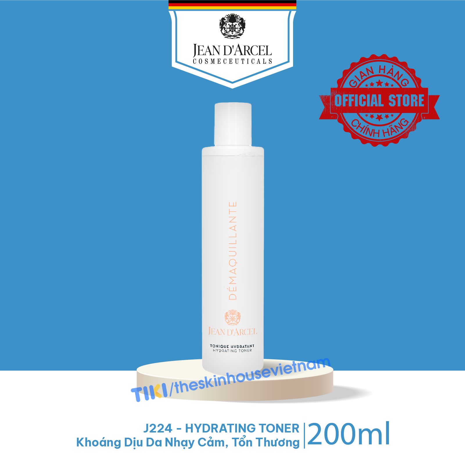 J224 Khoáng dịu da nhạy cảm, tổn thương - Hydrating Toner 200ml - Jean d'Arcel