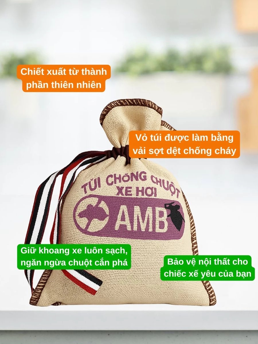 Túi chống chuột AMB chính hãng, đuổi chuột ô tô hiệu quả, ngăn chuột cắn dây điện